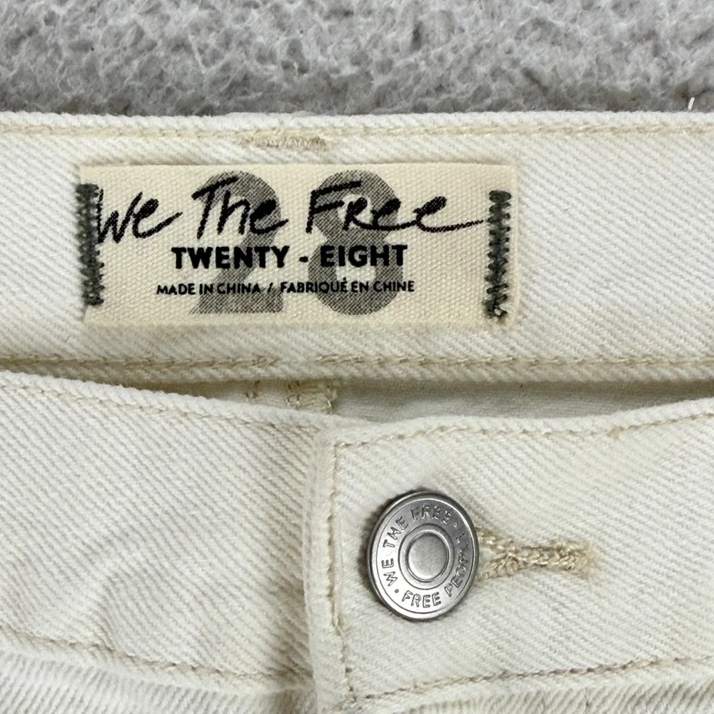 Free‎ People Side Car Mini Skirt Womens Size 28 White Denim Frayed Hem Casual - Picture 11 of 16